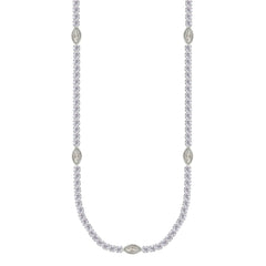Asfour Crystal Tennis Necklace Inlaid With Marquise Stones In 925 Sterling Silver-ND0585