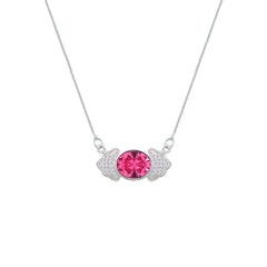 Asfour Crystal Chain Necklace With Decorative Aquamarine Oval Pendant In 925 Sterling Silver-ND590-M