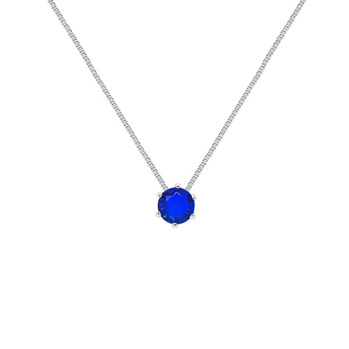 Asfour Crystal Box Chain Necklace With Rose Round Zircon In 925 Sterling Silver-ND0591-O