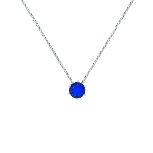 Asfour Crystal Box Chain Necklace With Rose Round Zircon In 925 Sterling Silver-ND0591-O