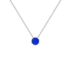 Asfour Crystal Box Chain Necklace With Rose Round Zircon In 925 Sterling Silver-ND0591-O