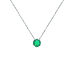 Asfour Crystal Box Chain Necklace With Round Zircon In 925 Sterling Silver-ND0591
