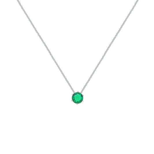Asfour Crystal Box Chain Necklace With Round Zircon In 925 Sterling Silver-ND0591