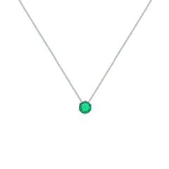 Asfour Crystal Box Chain Necklace With Round Zircon In 925 Sterling Silver-ND0591