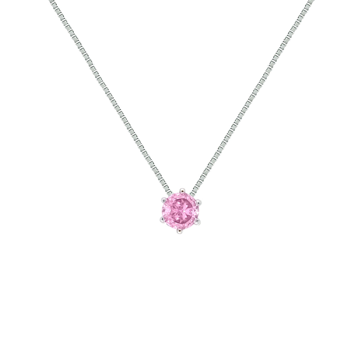 Asfour Crystal Box Chain Necklace With Emerald Round Zircon In 925 Sterling Silver-ND0591-G