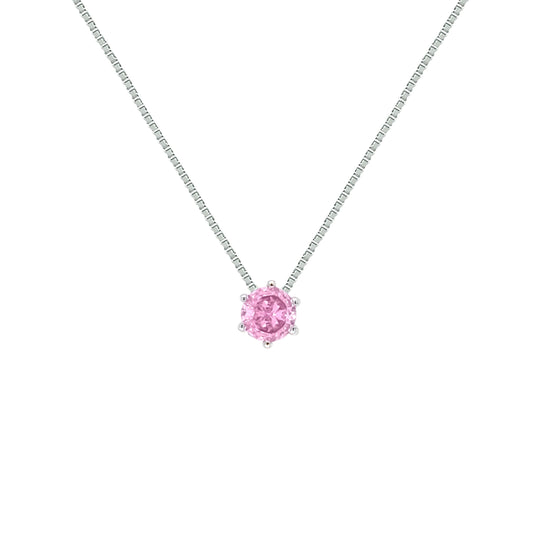 Asfour Crystal Box Chain Necklace With Emerald Round Zircon In 925 Sterling Silver-ND0591-G