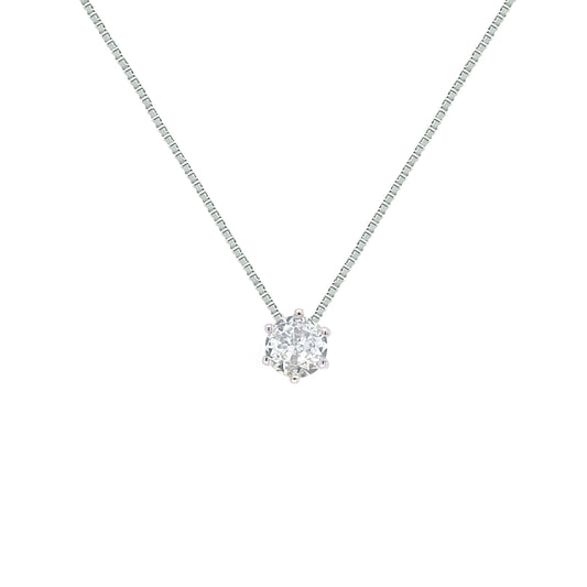 Asfour Crystal Chain Necklace With Decorative Fuchsia Oval Pendant In 925 Sterling Silver-ND0590-F