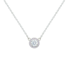Asfour Crystal Chain Necklace With Halo Rose Oval Design In 925 Sterling Silver-ND0592-WO