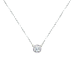 Asfour Crystal Chain Necklace With Halo Rose Oval Design In 925 Sterling Silver-ND0592-WO