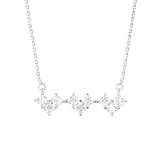 Asfour Crystal Chain Necklace With Halo Round Pendant In 925 Sterling Silver-ND0593