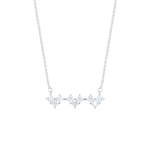 Asfour Crystal Chain Necklace With Halo Round Pendant In 925 Sterling Silver-ND0593