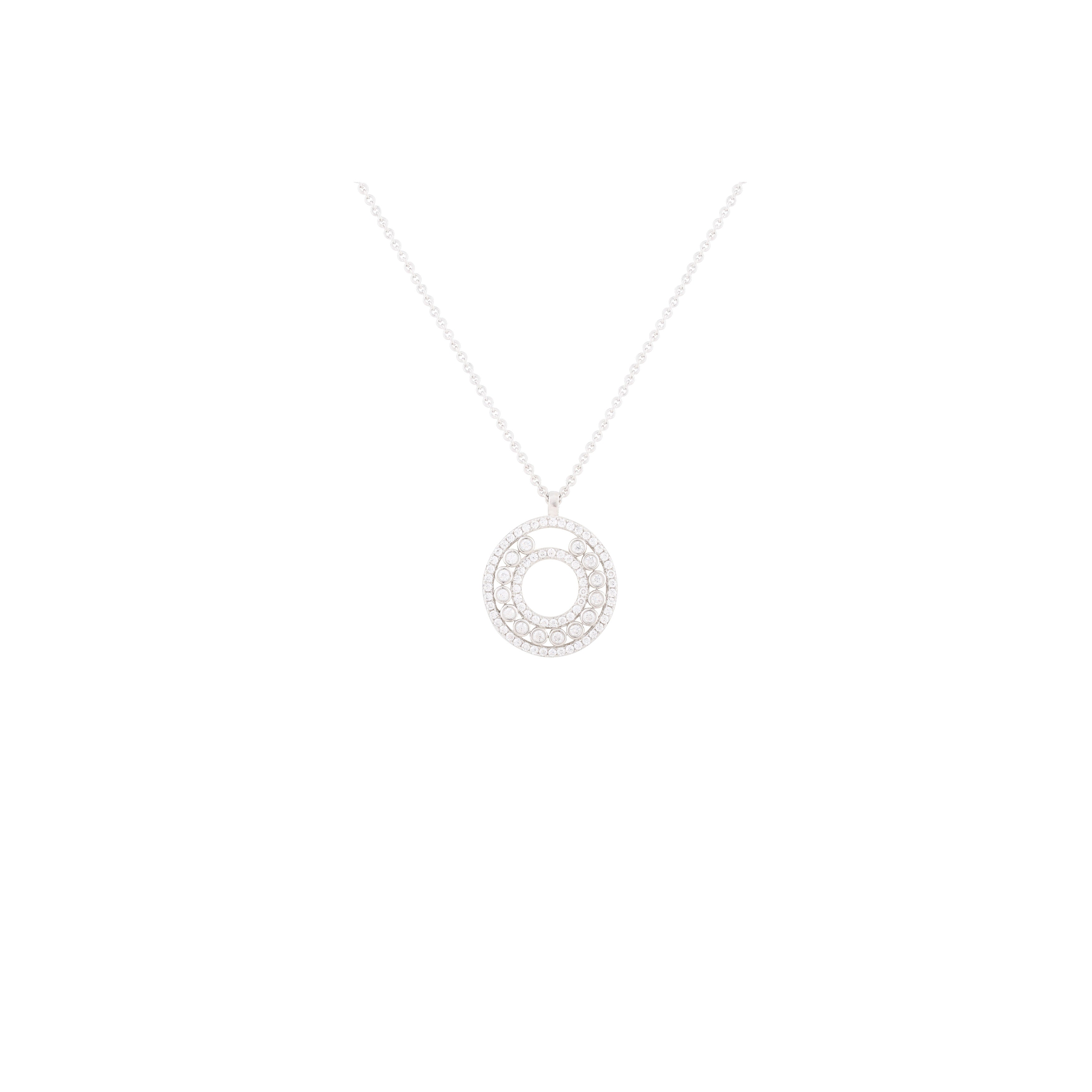 Asfour Crystal 925 Sterling Silver Chain Necklace With Circle Pendant