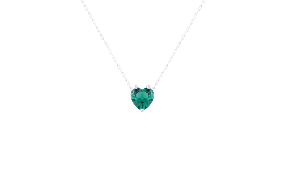 Asfour Crystal 925 Sterling Silver Chain Necklace With Green Pendant