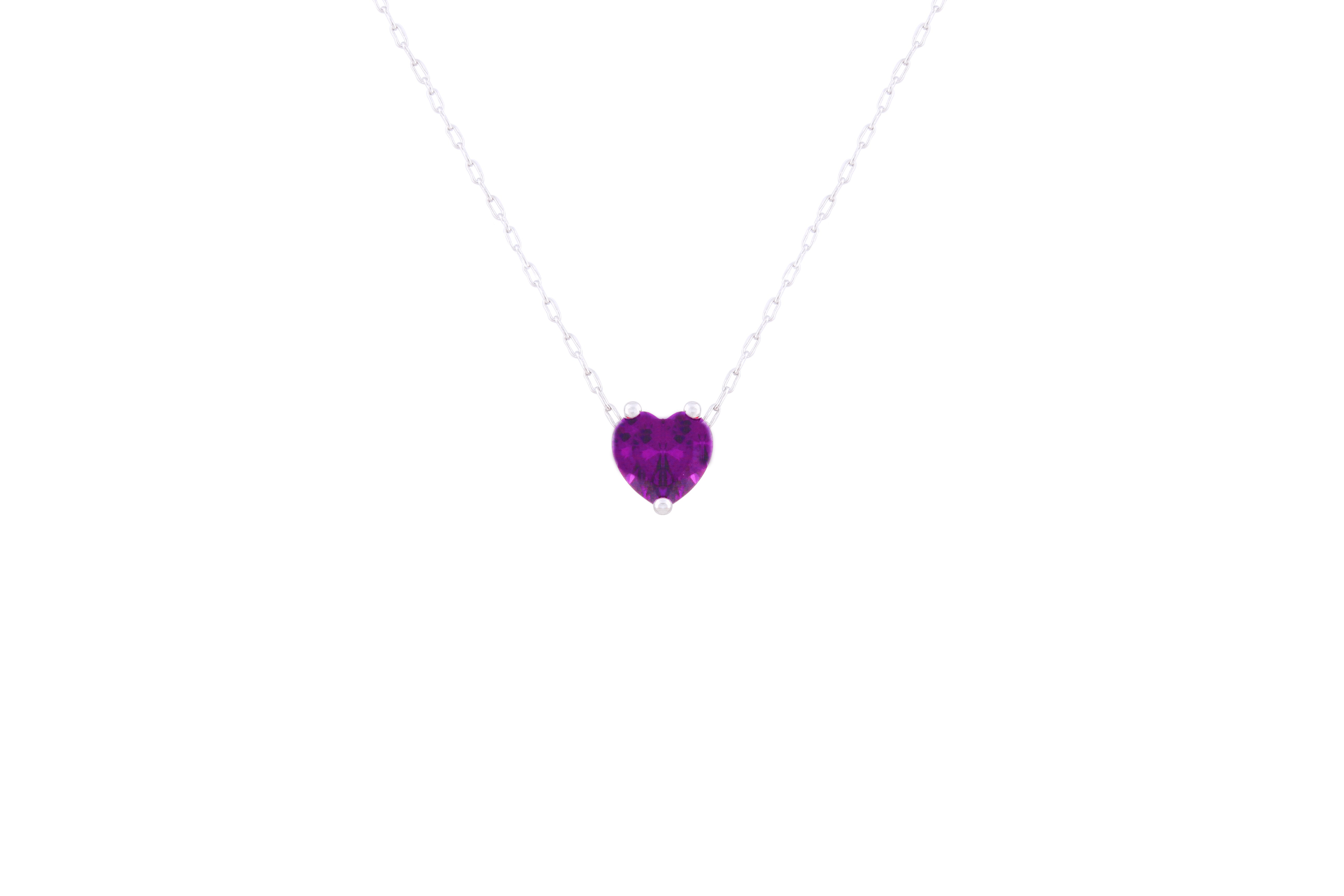 Asfour Crystal 925 Sterling Silver Chain Necklace With Purple Pendant