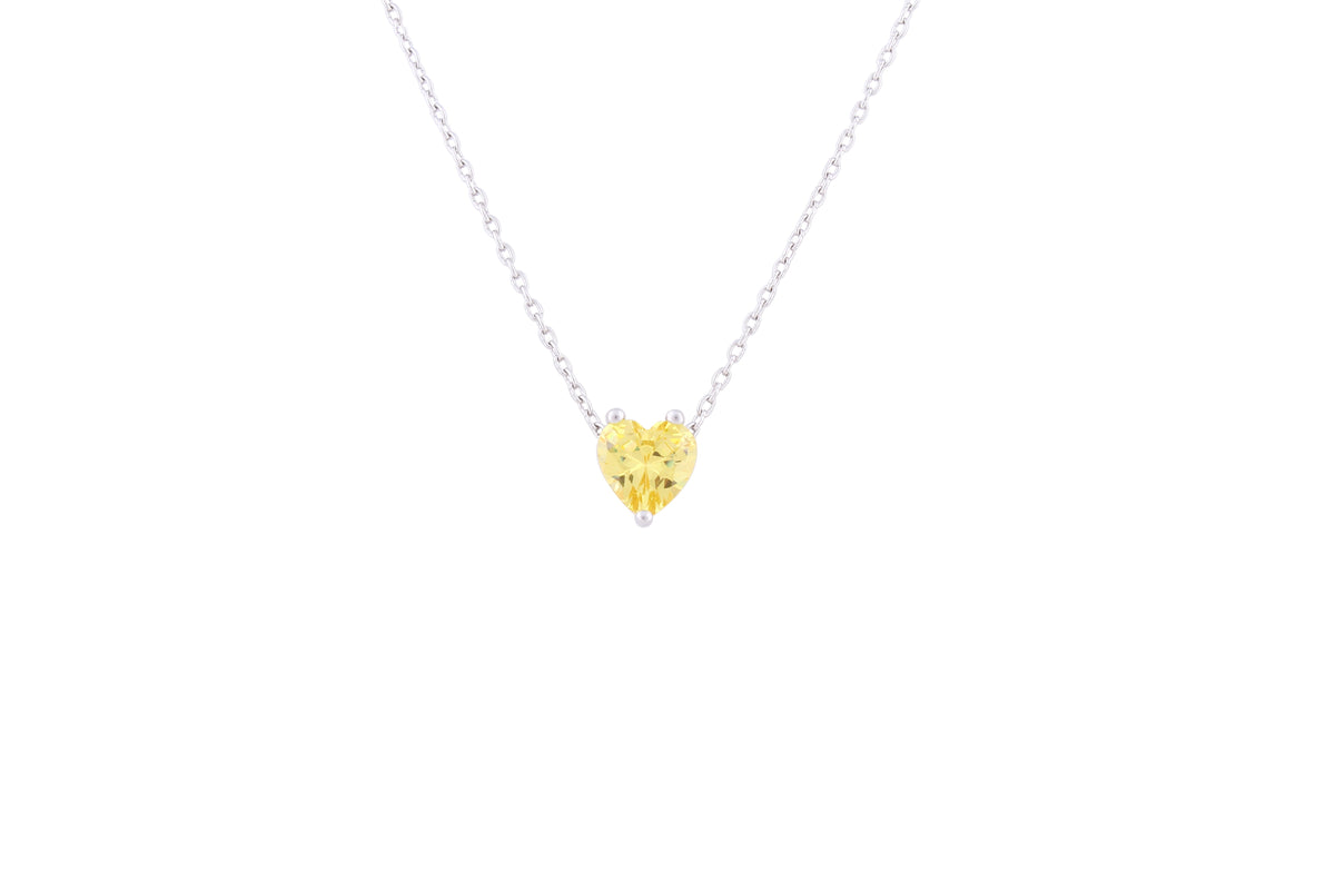 Asfour Crystal 925 Sterling Silver Chain Necklace With Yellow Pendant