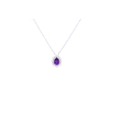 Asfour Crystal 925 Sterling Silver Chain Necklace With purple Pendant
