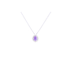 Asfour Crystal 925 Sterling Silver Chain Necklace With purple Pendant