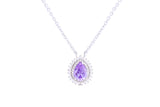 Asfour Crystal 925 Sterling Silver Chain Necklace With purple Pendant