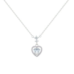 Asfour Crystal Chain Necklace With Heart Pendant In 925 Sterling Silver-NM0073
