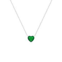 Asfour Creations Chain Necklace With Emerald Heart Pendant In 925 Sterling Silver – NM0074-G