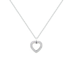 Asfour Creations Chain Necklace With Hollow Heart Pendant In 925 Sterling Silver – NM0084
