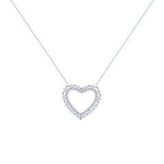 Asfour Crystal Chain Necklace With Heart Pendant In 925 Sterling Silver-NM0085