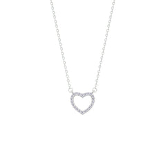 Asfour Crystal Chain Necklace With Heart Pendant In 925 Sterling Silver-NM0087