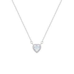 Asfour Crystal Chain Necklace With Heart Pendant In 925 Sterling Silver-NM0089