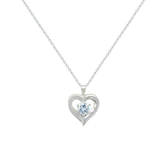 Asfour Crystal Chain Necklace With Heart Pendant In 925 Sterling Silver-NM0091