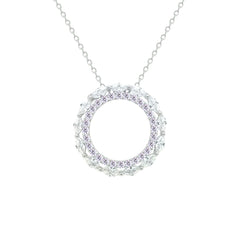 Asfour Crystal Chain Necklace With Hollow Round Pendant In 925 Sterling Silver-NM0096