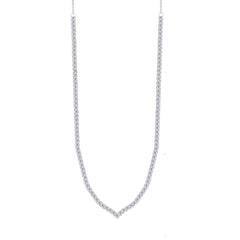 Asfour Crystal Chain Tennis Necklace Inlaid With Round Zircon In 925 Sterling Silver-NM0100