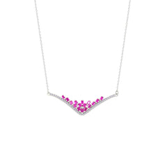 Asfour Creations Chain Necklace With Fuchsia Deer Antlers Design In 925 Sterling Silver – NM0101-F
