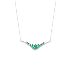 Asfour Crystal Chain Necklace With Emerald Deer Antlers Design In 925 Sterling Silver-NM0101-G