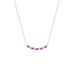 Asfour Crystal Chain Necklace With Clear & Fuchsia Zircon Stones In 925 Sterling Silver-NM0106-WF