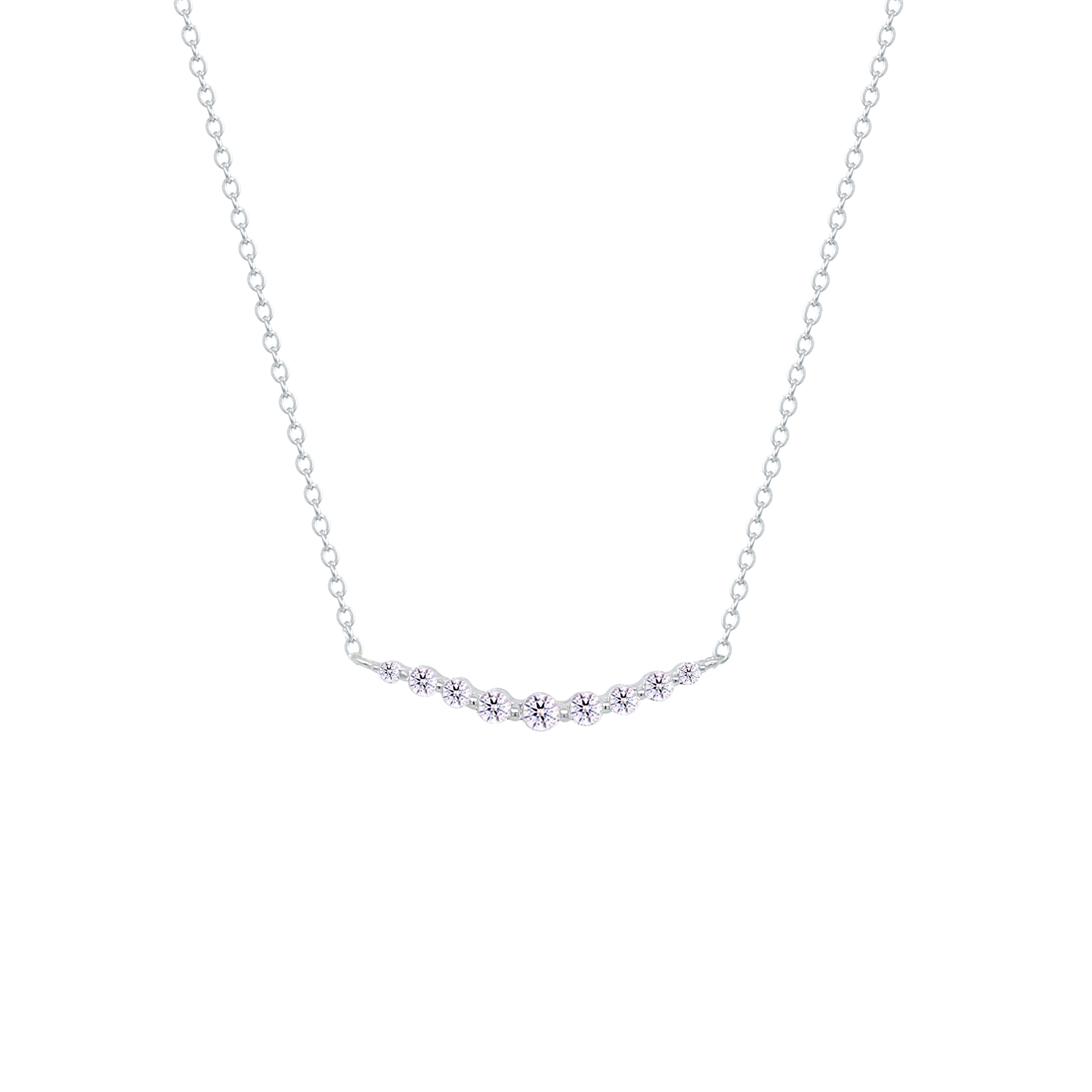 Asfour Crystal Chain Necklace With Round Zircon Stones In 925 Sterling Silver-NM0106