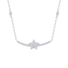 Asfour Crystal Chain Necklace With Decorative Star Design In 925 Sterling Silver-NM0108