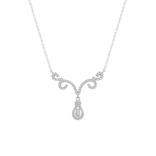 Asfour Crystal Chain Necklace With Deer Antlers Design In 925 Sterling Silver-NM0112