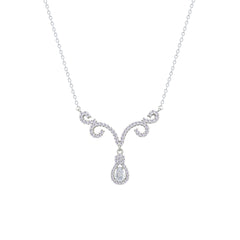 Asfour Crystal Chain Necklace With Deer Antlers Design In 925 Sterling Silver-NM0112