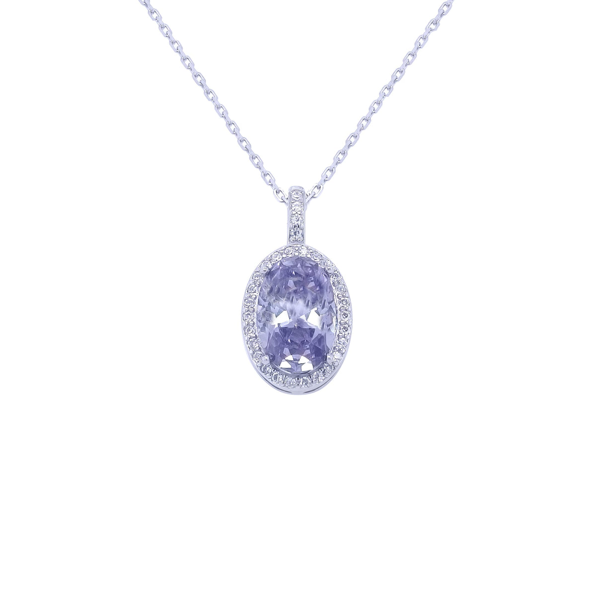 Asfour 925 Sterling Silver Necklace With Tanzanite Oval Pendant