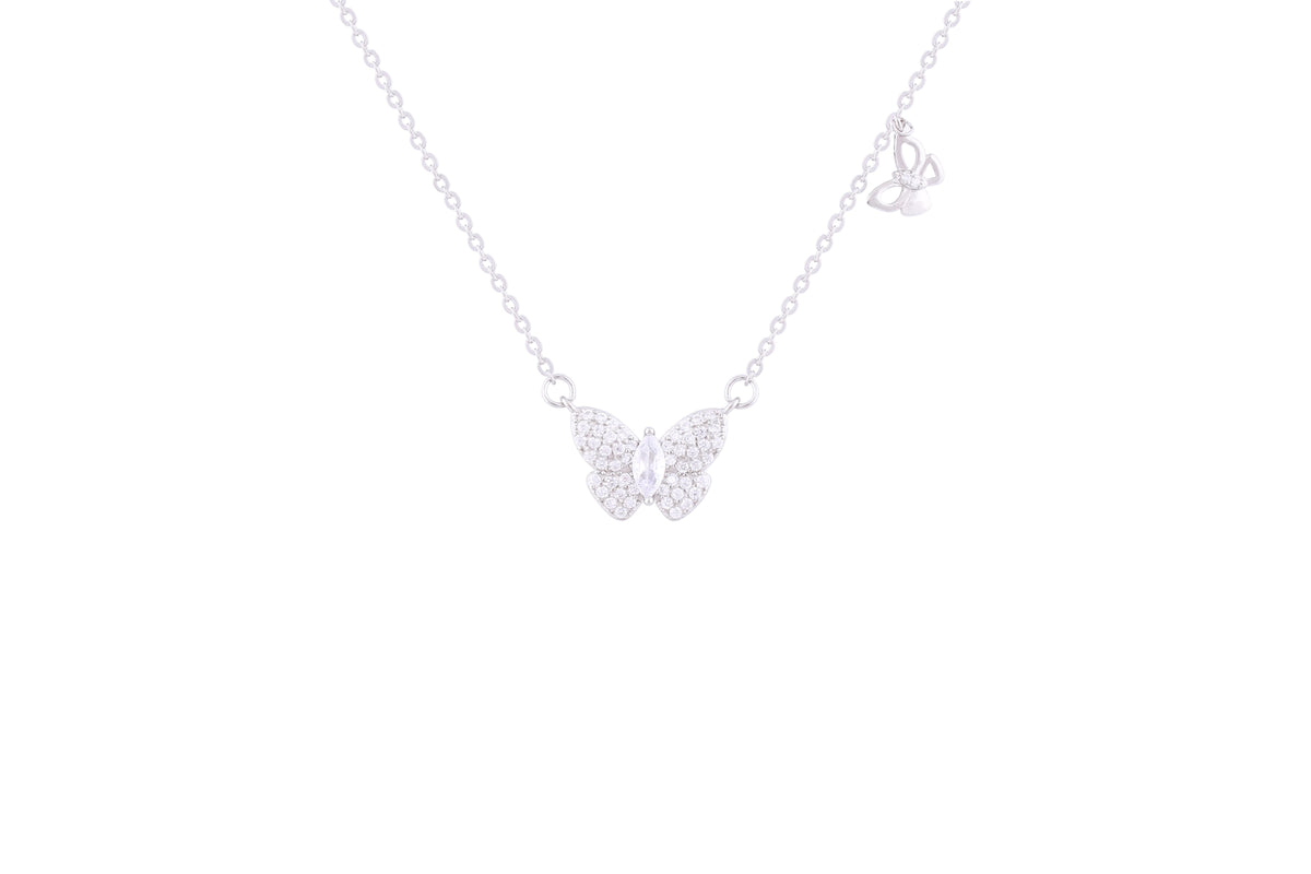 Asfour 925 Sterling Silver Necklace With Butterfly Pendant NR0491