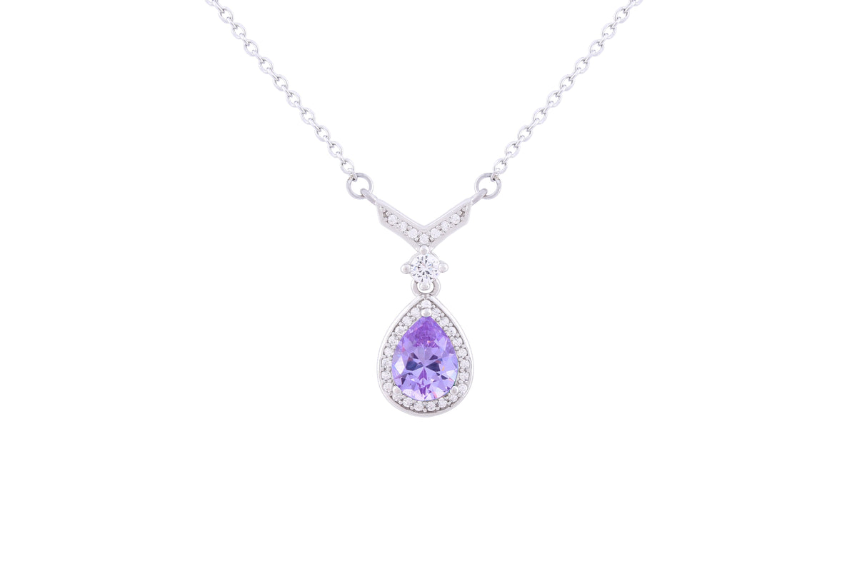 Asfour 925 Sterling Silver Necklace With Tenzanite Pear Pendant NR0498-N