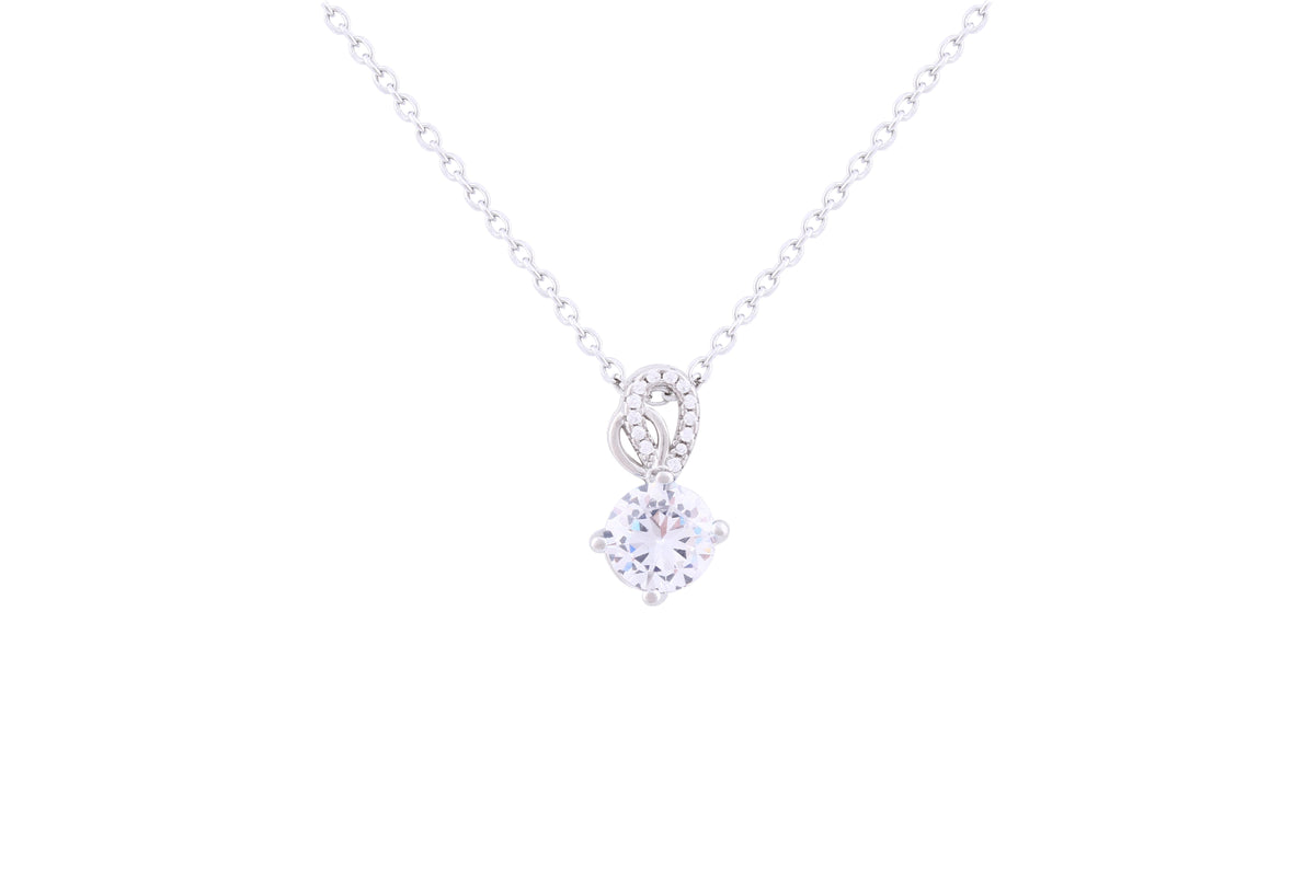 Asfour 925 Sterling Silver Necklace Inlaid With Zircon Stone NR0500-W