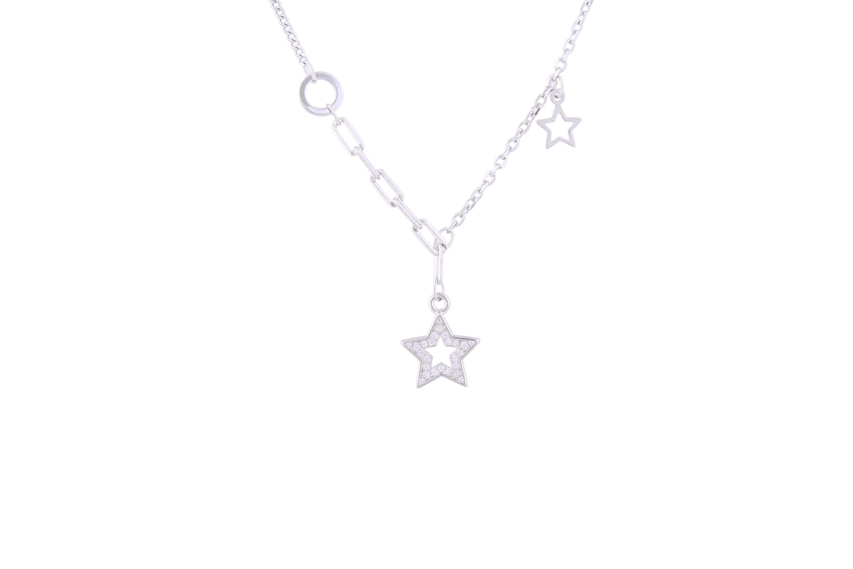 Asfour 925 Sterling Silver Necklace With Stars Design NR0503