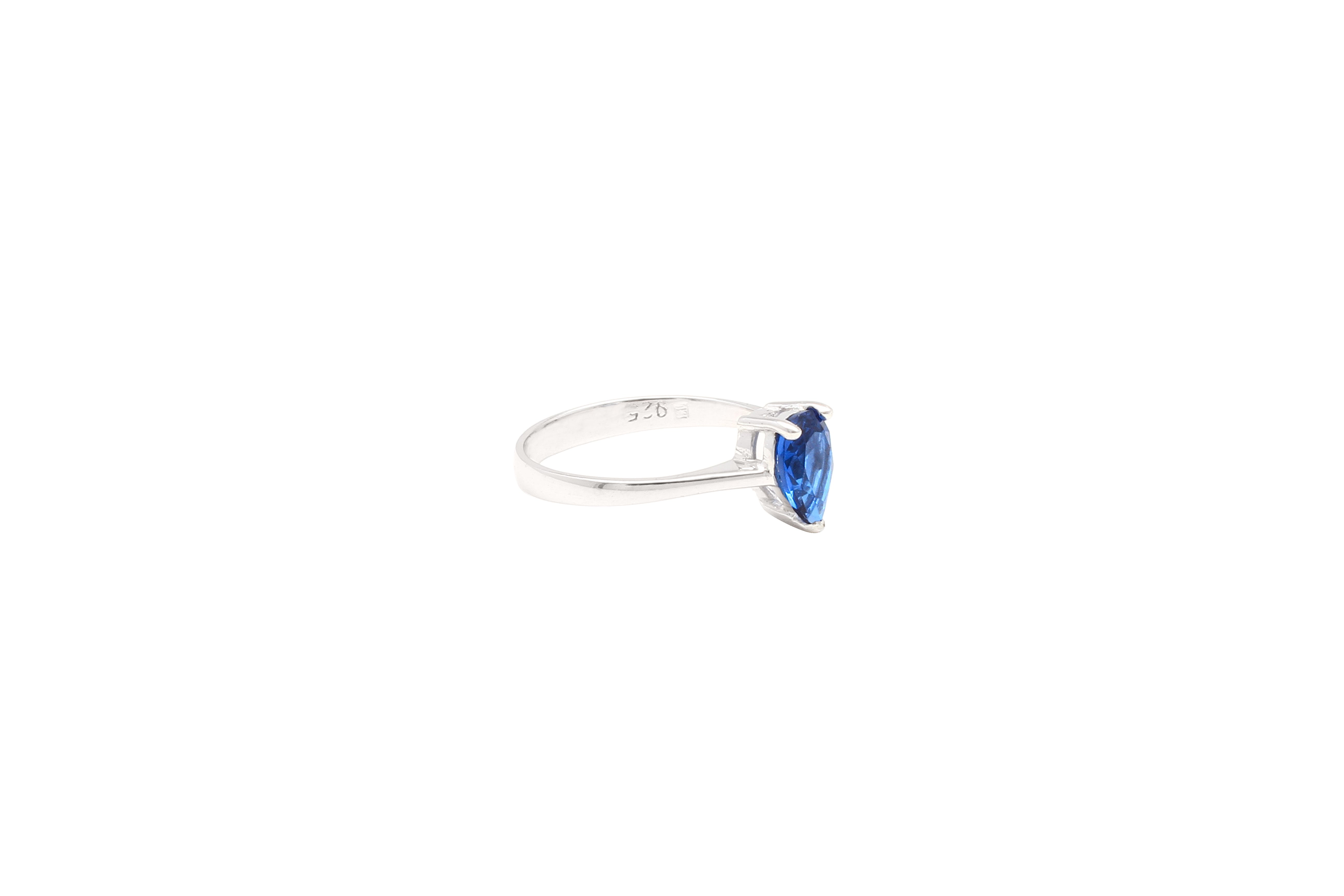 Asfour Crystal Drew Ring With Blue Pear Design In 925 Sterling Silver RD0025-B-9