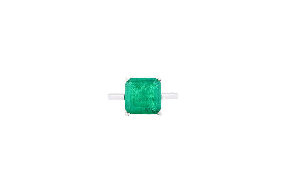 Asfour Crystal Drew Ring With Emerald Zircon Stone In 925 Sterling Silver RD0028-G-8