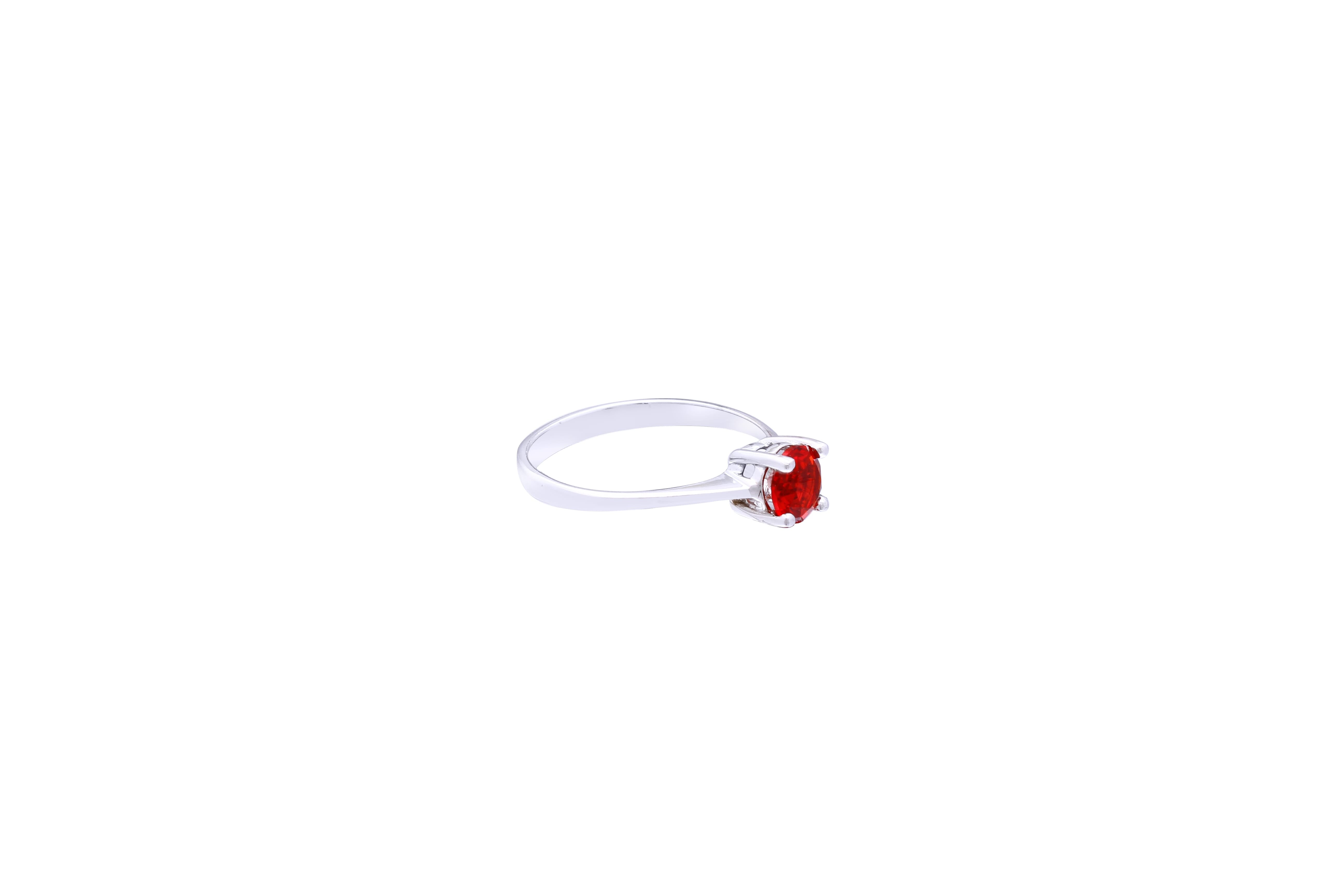 Asfour Crystal A Drew Ring Made Of 925 Sterling Silver ( Size 10 ) Inlaid With Round Ruby Zircon Stone-RD0051-R-10