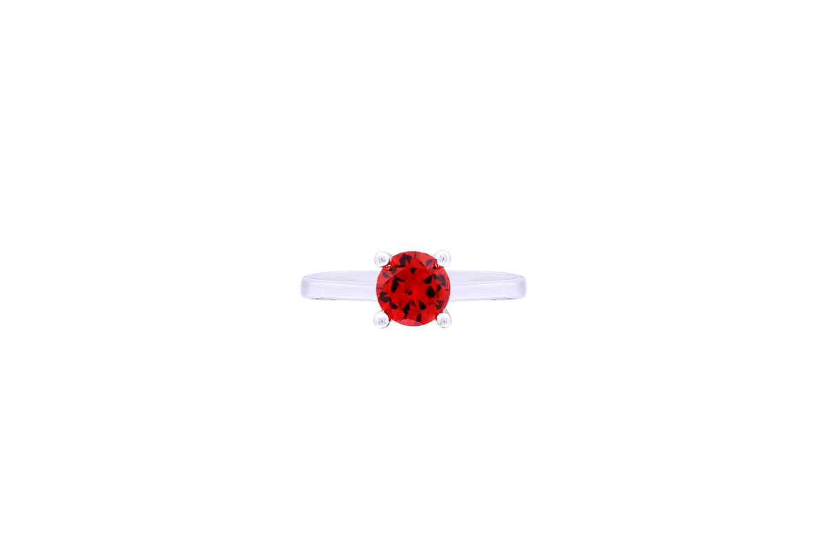 Asfour Crystal A Drew Ring Made Of 925 Sterling Silver ( Size 8 ) Inlaid With Round Ruby Zircon Stone-RD0051-R5-8