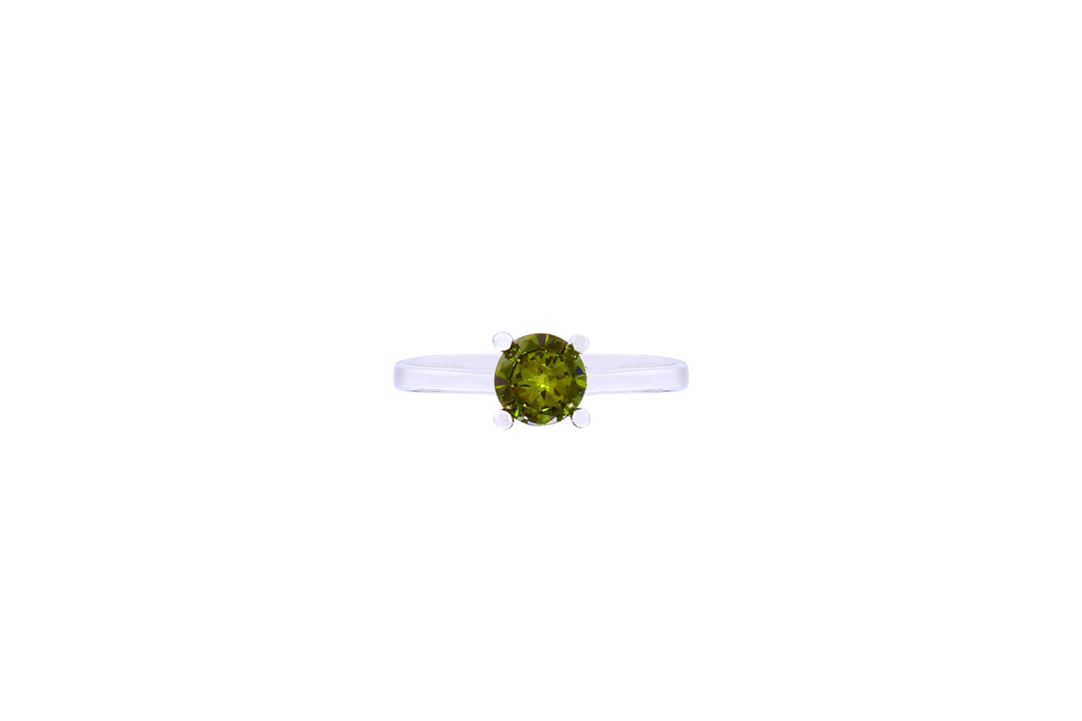 Asfour Crystal A Drew Ring Made Of 925 Sterling Silver ( Size 8 ) Inlaid With Round Olivine Zircon Stone-RD0051-V-8