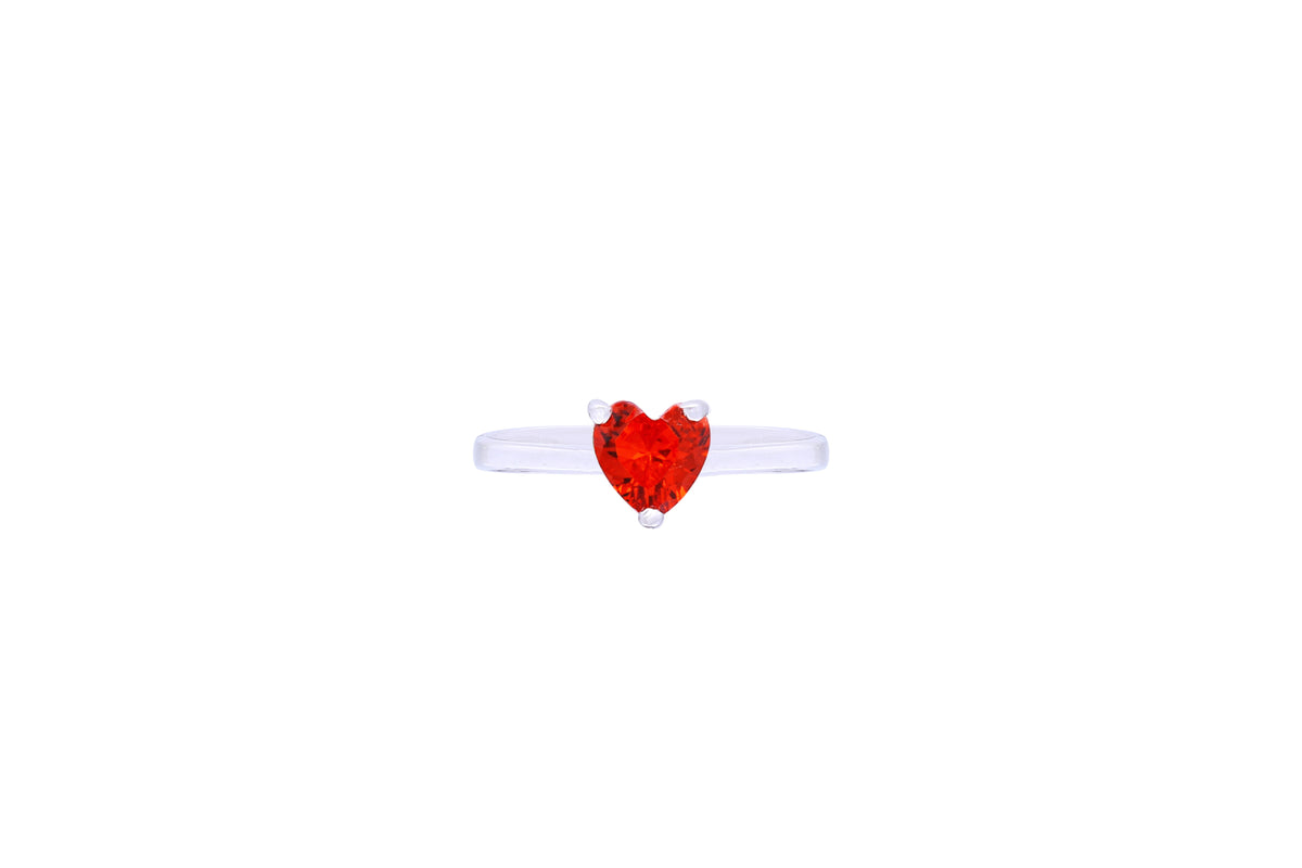 Asfour Crystal A Drew Ring Made Of 925 Sterling Silver ( Size 8 ) With Heart Design Inlaid With Hyacinth Zircon Stone-RD0052-HS-8