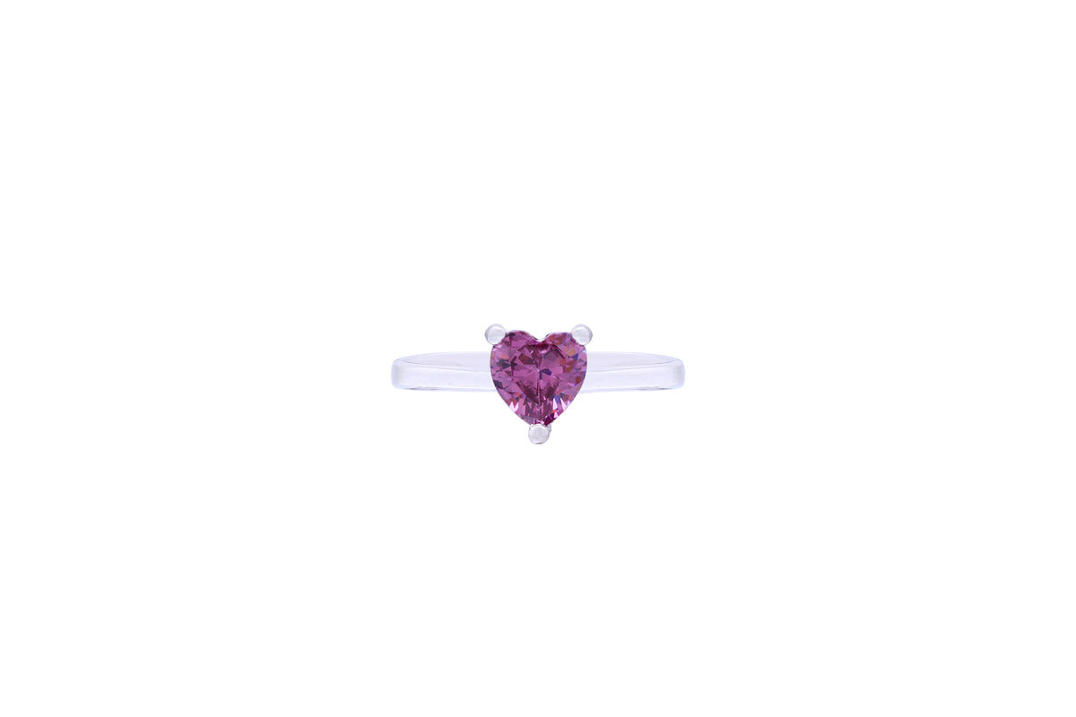 Asfour Crystal A Drew Ring Made Of 925 Sterling Silver ( Size 8 ) With Heart Design Inlaid With Tenzanite Zircon Stone-RD0052-N5-8